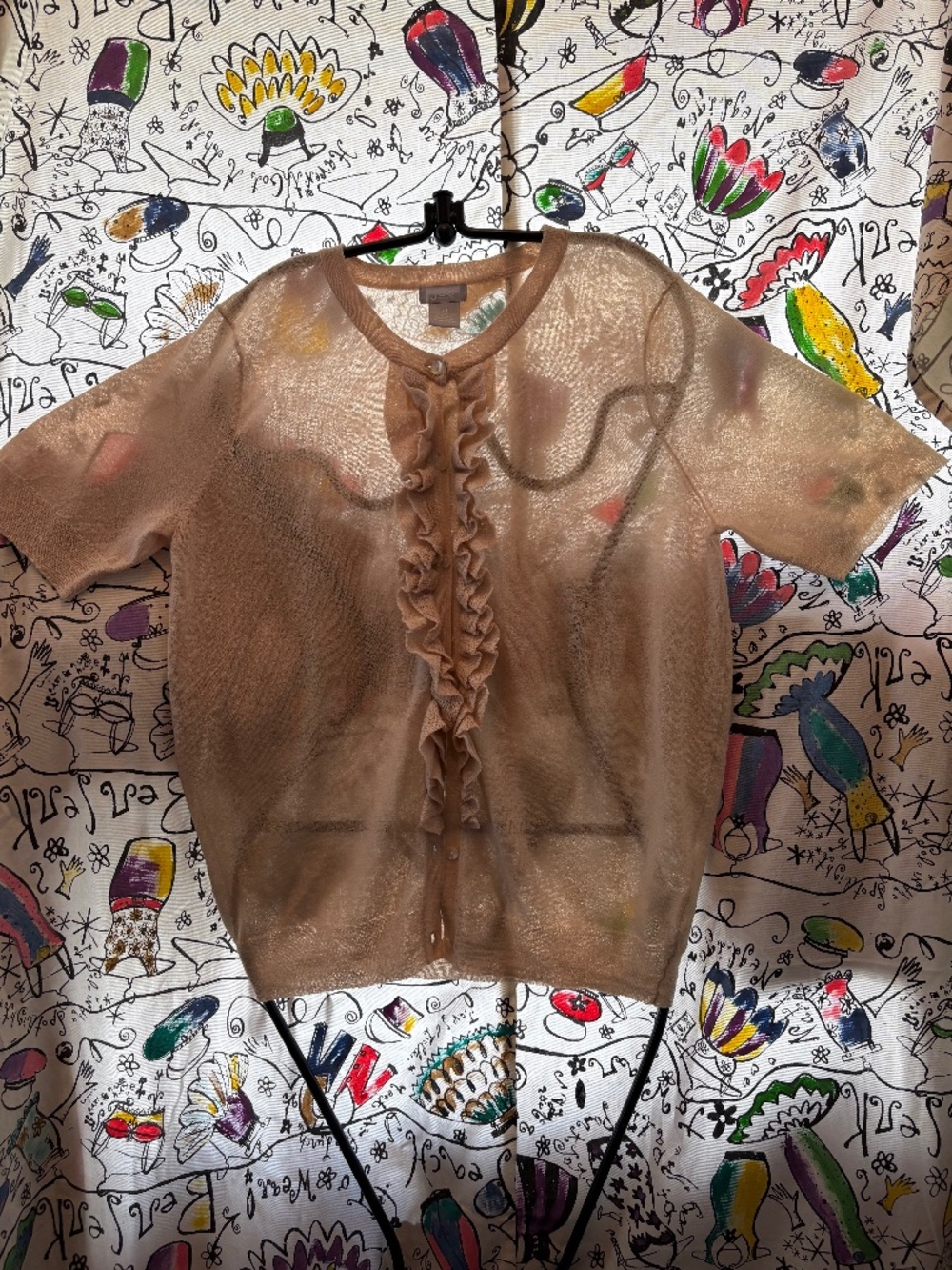 Joe Fresh cotton/ nylon shirt sleeve sheer cardigan